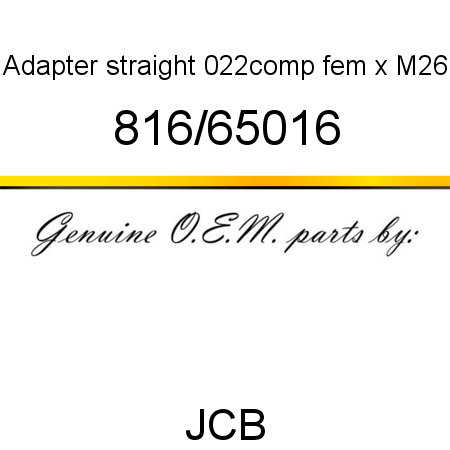 Adapter, straight, 022comp fem x M26 816/65016
