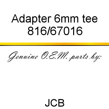 Adapter, 6mm tee 816/67016