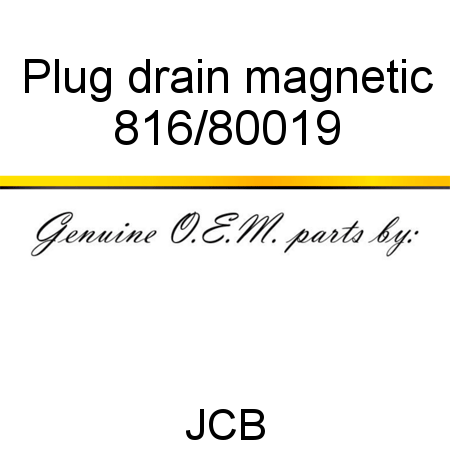 Plug, drain, magnetic 816/80019