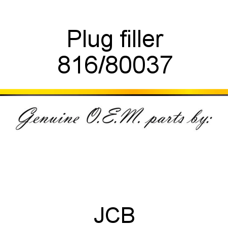 Plug, filler 816/80037