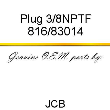 Plug, 3/8NPTF 816/83014