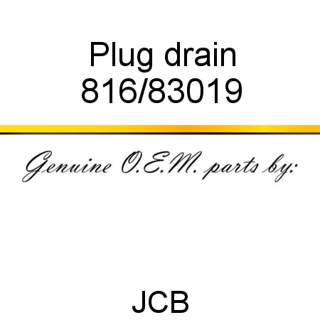 Plug, drain 816/83019