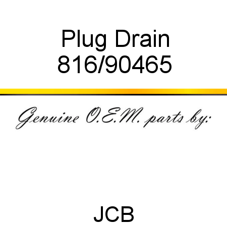 Plug, Drain 816/90465