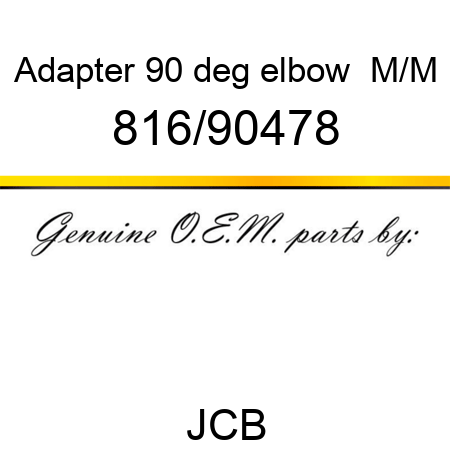 Adapter, 90 deg elbow  M/M 816/90478