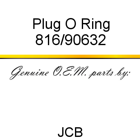 Plug, O Ring 816/90632