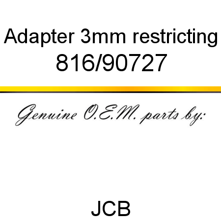 Adapter, 3mm restricting 816/90727