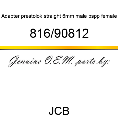 Adapter, prestolok straight, 6mm male bspp female 816/90812