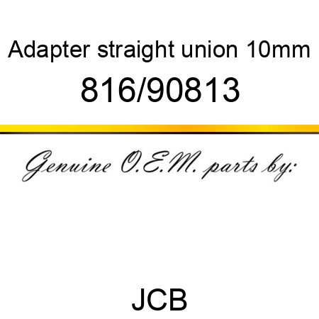 Adapter, straight union, 10mm 816/90813