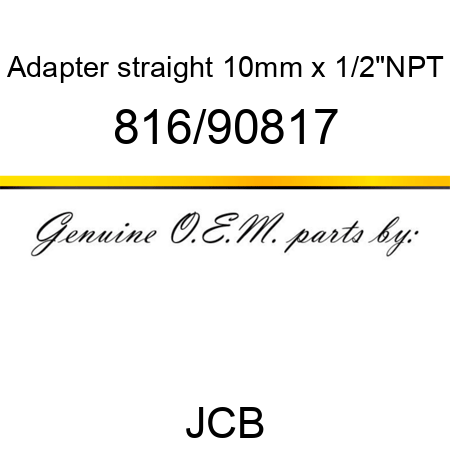 Adapter, straight, 10mm x 1/2