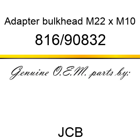 Adapter, bulkhead, M22 x M10 816/90832