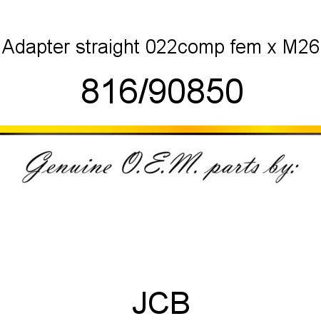 Adapter, straight, 022comp fem x M26 816/90850