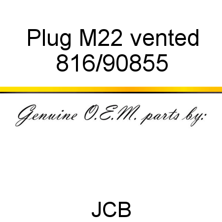 Plug, M22 vented 816/90855