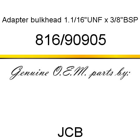 Adapter, bulkhead, 1.1/16