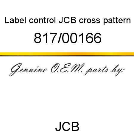 Label, control, JCB cross pattern 817/00166
