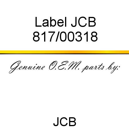 Label, JCB 817/00318