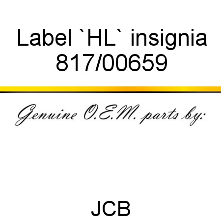 Label, `HL` insignia 817/00659