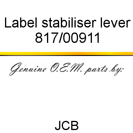 Label, stabiliser lever 817/00911