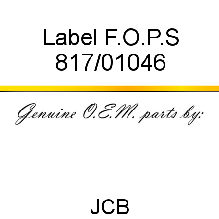 Label, F.O.P.S 817/01046