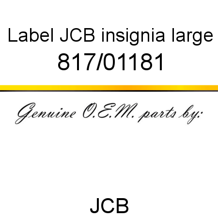 Label, JCB insignia, large 817/01181