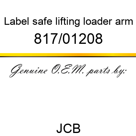 Label, safe lifting, loader arm 817/01208