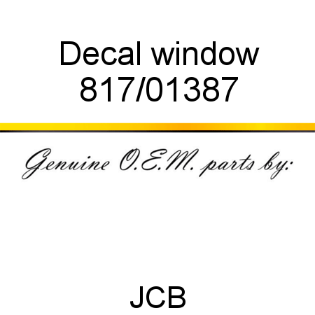 Decal, window 817/01387