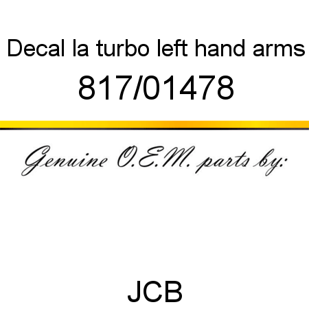 Decal, la turbo, left hand arms 817/01478