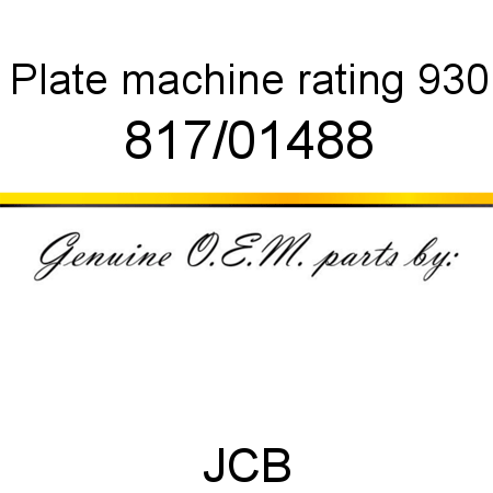 Plate, machine rating, 930 817/01488