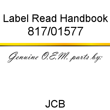 Label, Read Handbook 817/01577