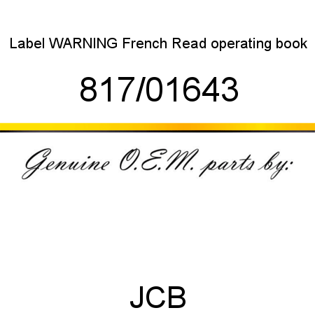Label, WARNING French, Read operating book 817/01643
