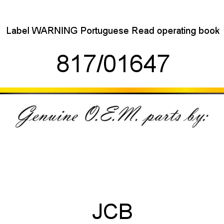 Label, WARNING Portuguese, Read operating book 817/01647