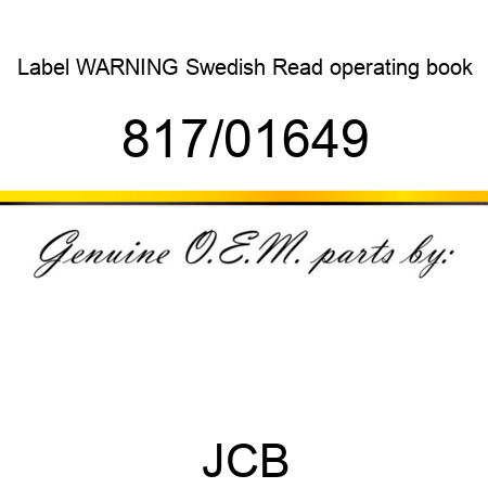 Label, WARNING Swedish, Read operating book 817/01649