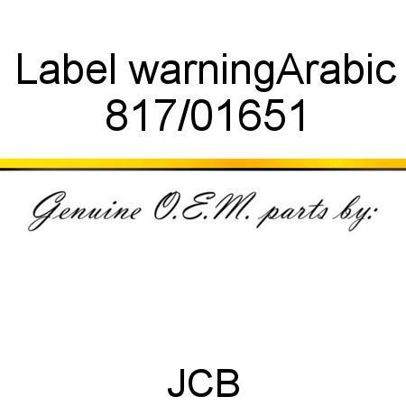 Label, warning,Arabic 817/01651