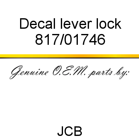 Decal, lever lock 817/01746