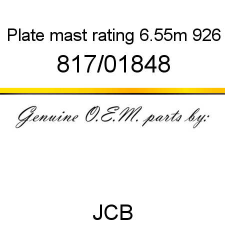 Plate, mast rating, 6.55m, 926 817/01848