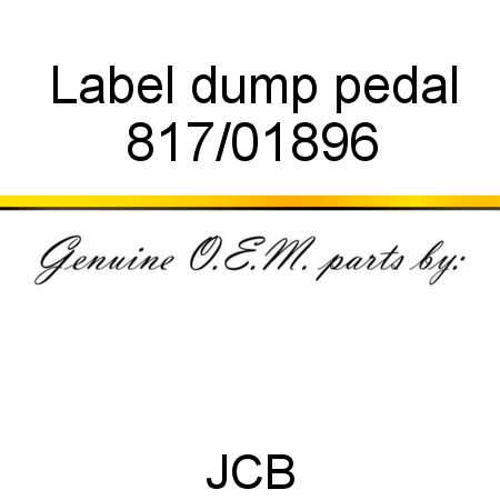 Label, dump pedal 817/01896