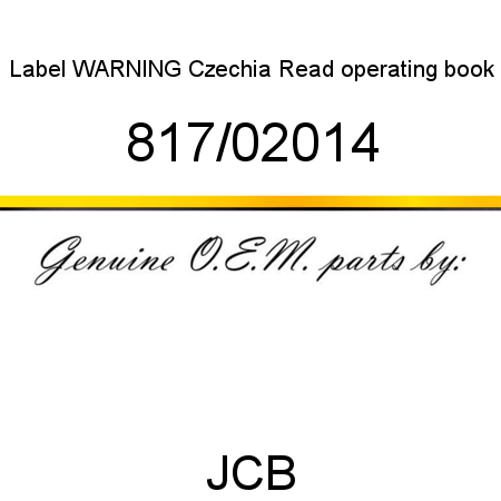 Label, WARNING Czechia, Read operating book 817/02014