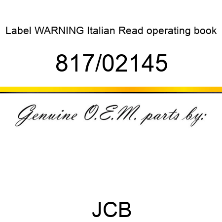 Label, WARNING Italian, Read operating book 817/02145