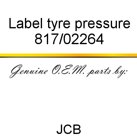 Label, tyre pressure 817/02264