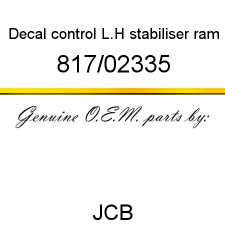 Decal, control, L.H stabiliser ram 817/02335