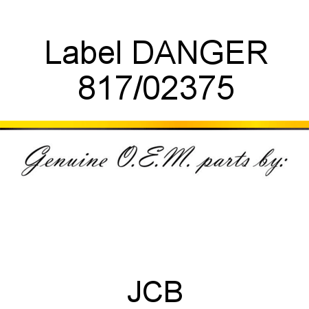 Label, DANGER 817/02375