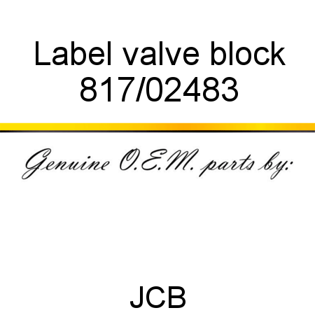 Label, valve block 817/02483