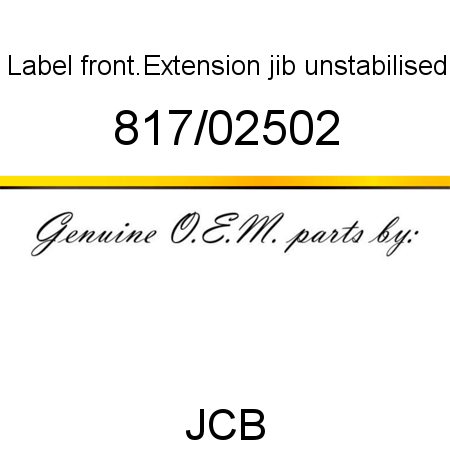 Label, front.Extension jib, unstabilised 817/02502