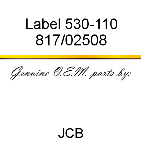 Label, 530-110 817/02508