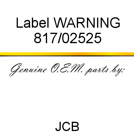 Label, WARNING 817/02525
