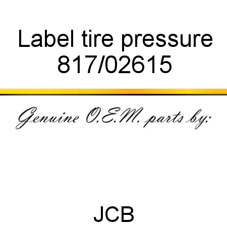Label, tire pressure 817/02615