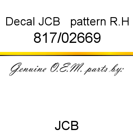 Decal, JCB + pattern, R.H 817/02669