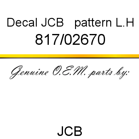 Decal, JCB + pattern, L.H 817/02670