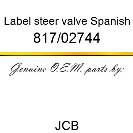 Label, steer valve, Spanish 817/02744