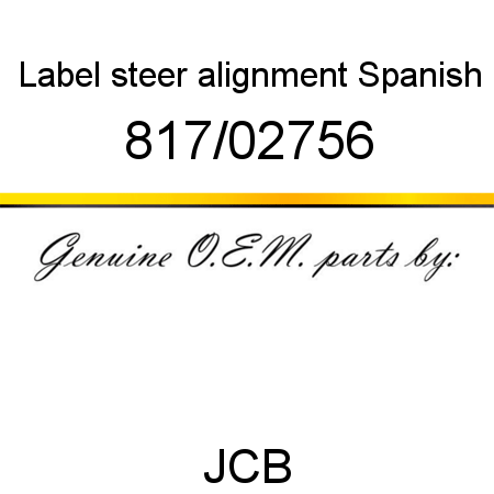 Label, steer alignment, Spanish 817/02756