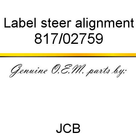 Label, steer alignment 817/02759